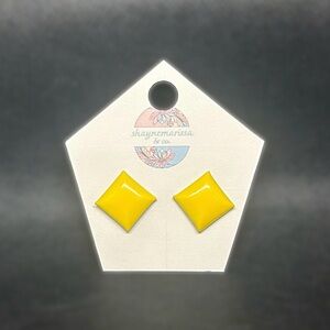 Vintage Yellow Diamond/Square Stud Earrings — Renewed